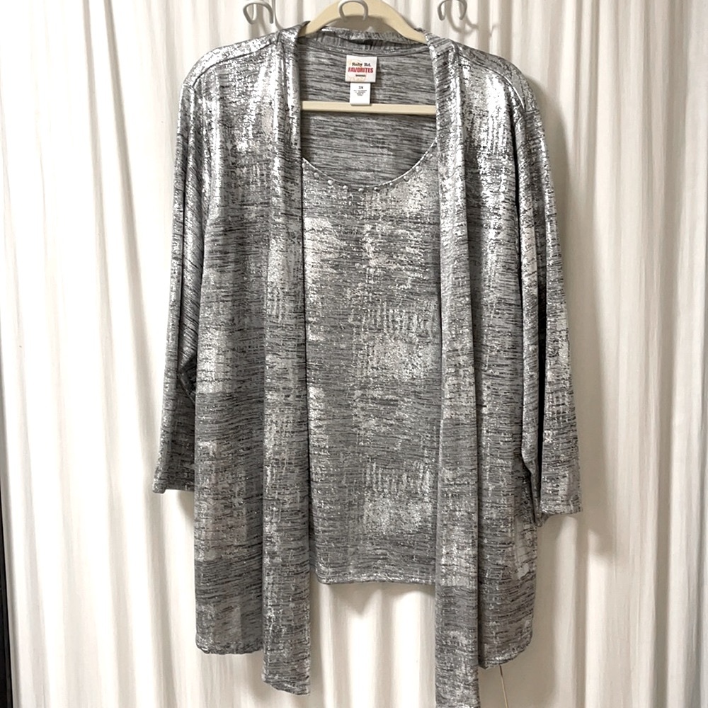 Silver Party Shirt with Attached Jacket